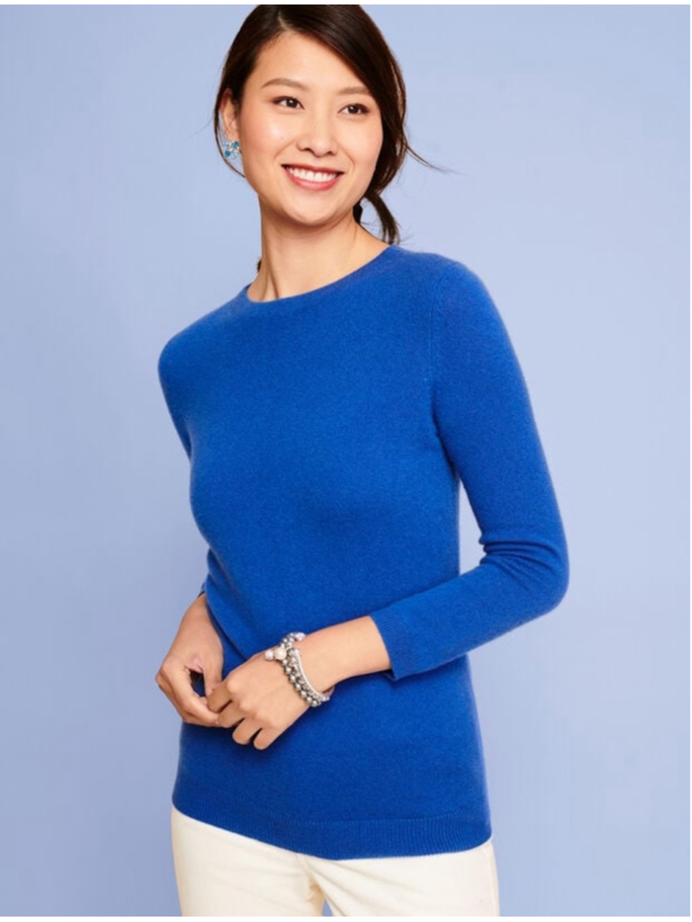 TALBOTS Blue Pure Cashmere Crew Neck Sweater Women's Size Medium